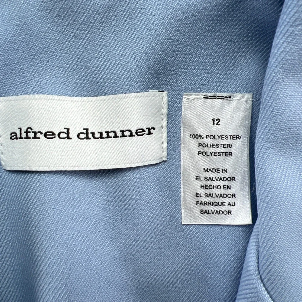 Alfred Dunner 2 Piece Pant Suit Set Women 12 Blue Notch Lapel Formal Office Wear